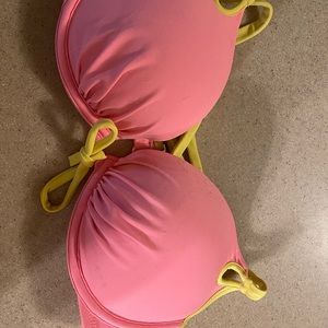 Orange and yellow push-up swimsuit top